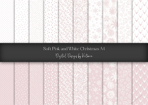 Soft Pink and White Christmas A4