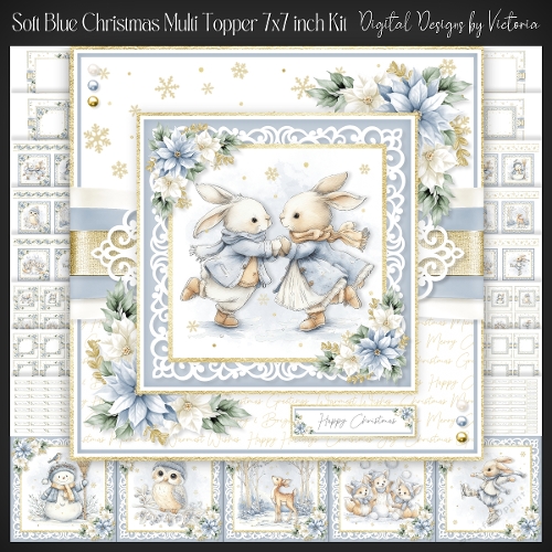 Soft Blue Christmas Multi Topper 7x7 inch Kit