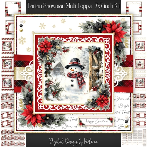 Tartan Snowman Multi Topper 7x7 inch Kit