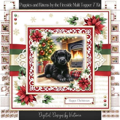 Puppies and Kittens by the Fireside Multi Topper 7 Kit