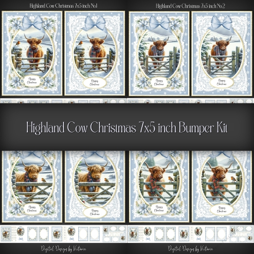 Highland Cow Christmas 7x5 inch Bumper Kit