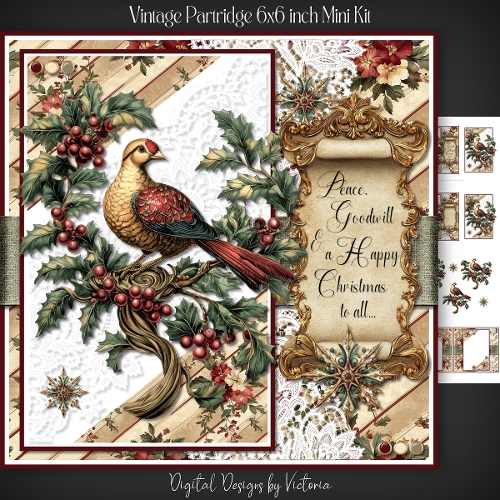 Vintage Partridge 6x6 inch Mini Kit