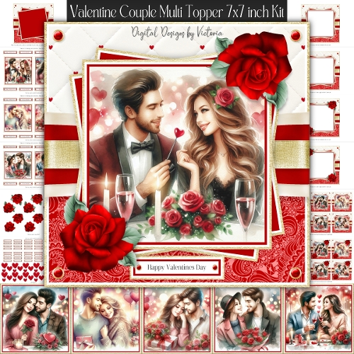 Valentine Couple Multi Topper 7x7 inch Kit