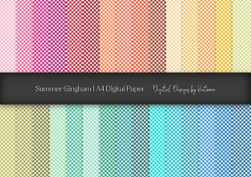 Summer Gingham 1 A4 Digital Paper