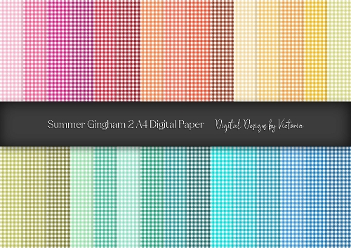 Summer Gingham 2 A4 Digital Paper
