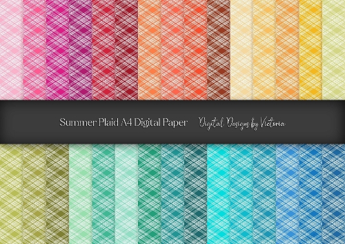 Summer Plaid A4 Digital Paper
