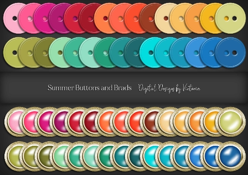 Summer Brads and Buttons