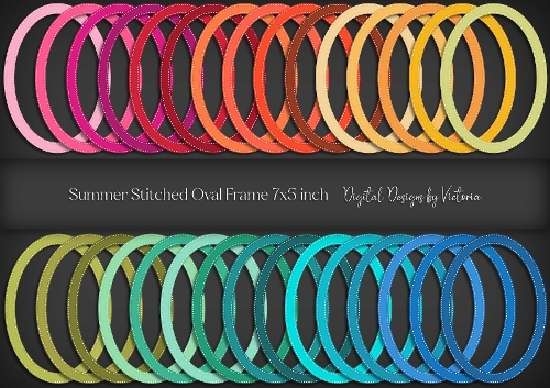 Summer Stitched Oval Frame 7x5 inch