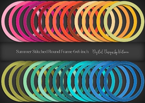 Summer Stitched Round Frame 6x6 inch