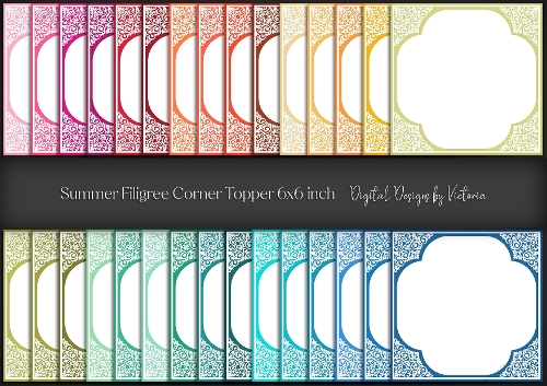 Summer Filigree Corner Topper 6x6 inch