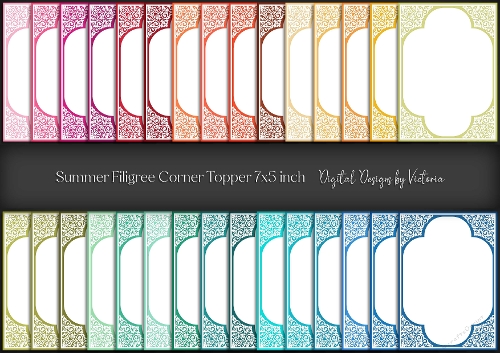 Summer Filigree Corner Topper 7x5 inch