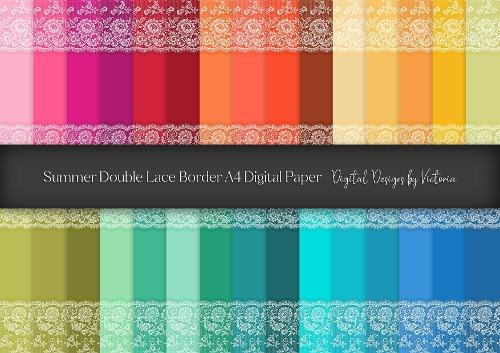 Summer Double Lace Border A4 Digital Paper