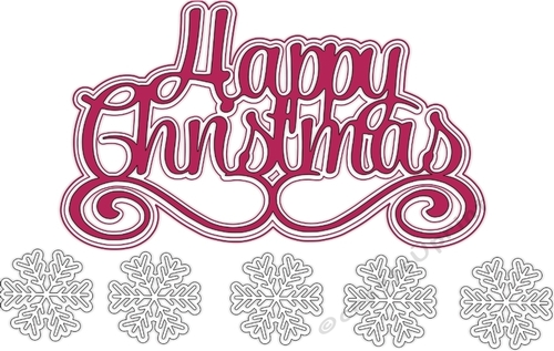 Happy Christmas Card Topper with Snowflakes
