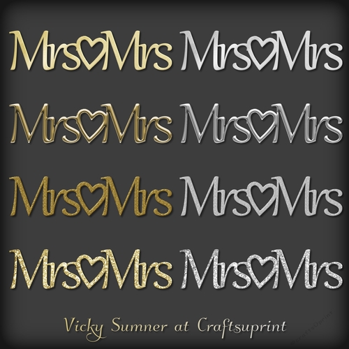Mrs and Mrs with Heart Gold and Silver Embelishmnet