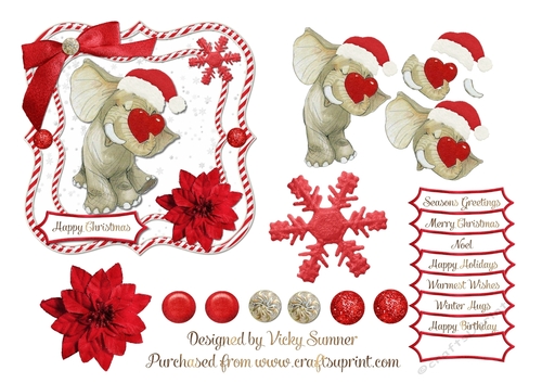 Cute Christmas Elephant with Happy Birthday added