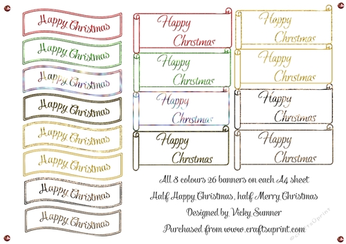 Happy Merry Christmas Banner 8 Colours