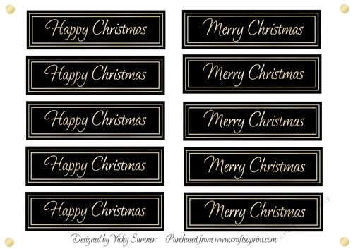 Black and Gold Happy Merry Christmas