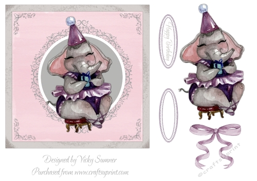 Cute Watercolour Elephant Birthday Card