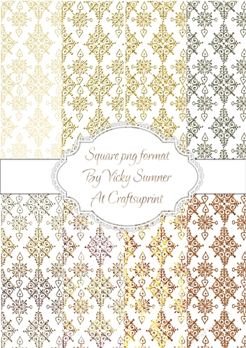 Shades of Gold Damask Background Paper