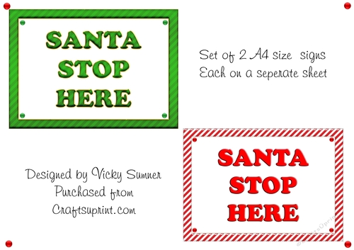 Santa Stop Here Sign set of 2