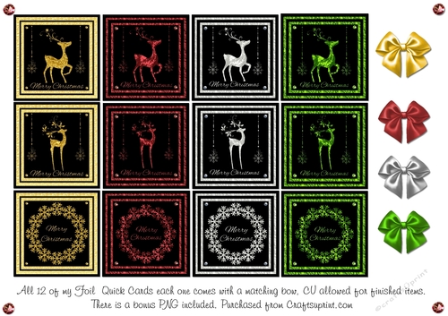 Foil Christmas Quick Cards set of 12