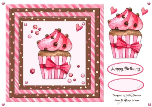 Pink & Chocolate Birthday Cupcake