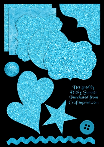 Blue Glitter and Emelishments