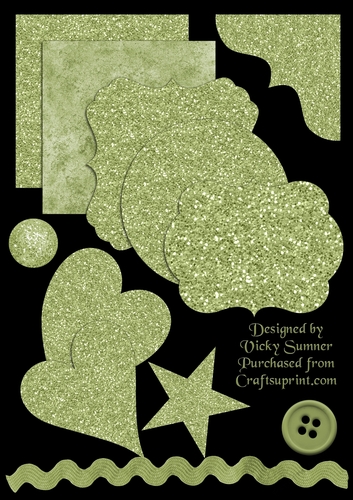 Sage Green Glitter and Emelishments