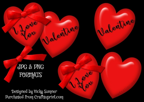 Valentine Hearts with Bow
