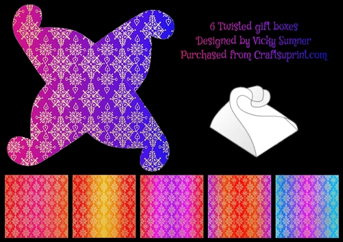 Ombre Gold Damask Twisted Gift Boxes Set of 6