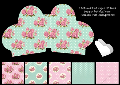 Shabby Rose Romance Heart Gift Boxes Set of 6