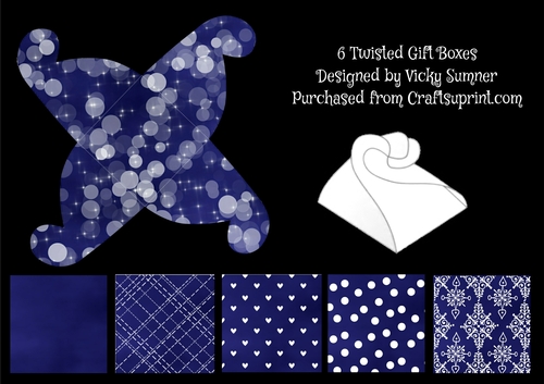 Navy Twisted Gift Boxes Set of 6