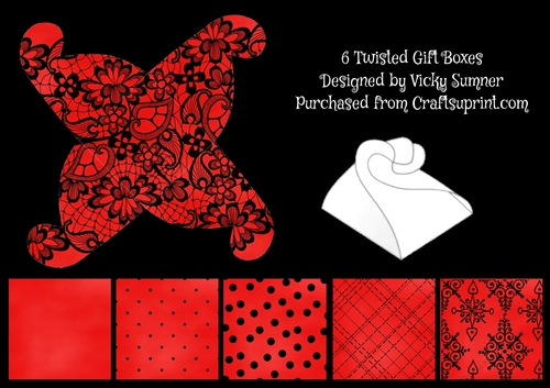 Red Romance 2 Twisted Gift Boxes Set of 6