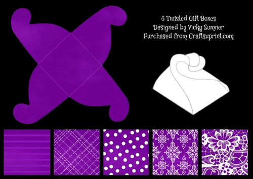 Purple Twisted Gift Boxes Set of 6