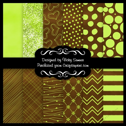 Chocolate and Lime A4 Backing Paper Set of 12