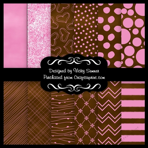 Chocolate and Pink A4 Backing Paper Set of 12