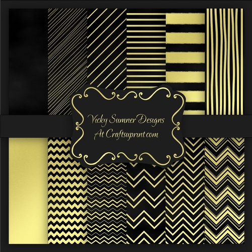 Black and Gold A4 Backing Paper Set of 12