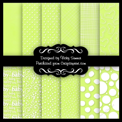 Baby Pale Green A4 Patterned Backing Paper Set of 12