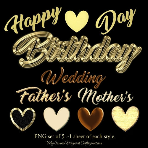 Gold Effect Sentiments in 5 Styles