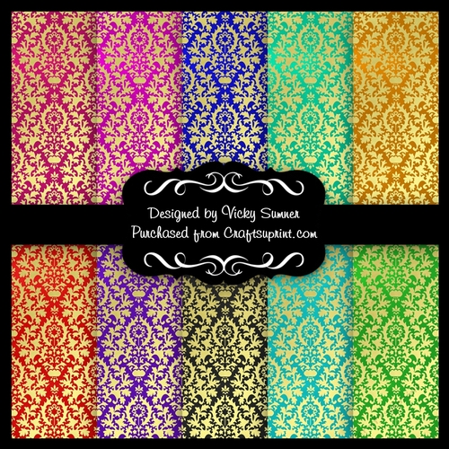 Jewel Damask 1 Backing Paper set of 10