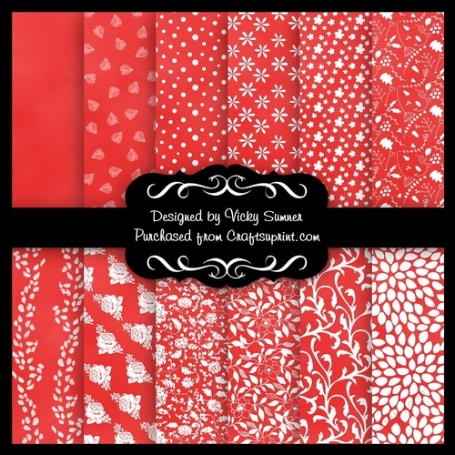 Blood Orange Floral A4 Backing Paper Set of 12