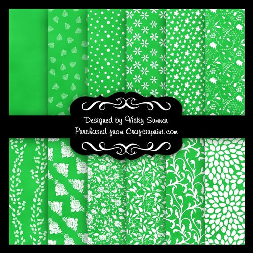Spring Green Floral A4 Backing Paper Set of 12