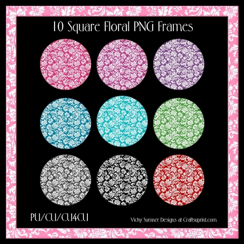 Floral Square Frame Set of 10