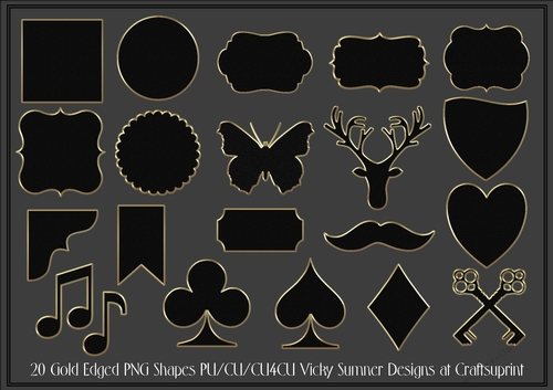 Gold Edged Shapes Set of 20