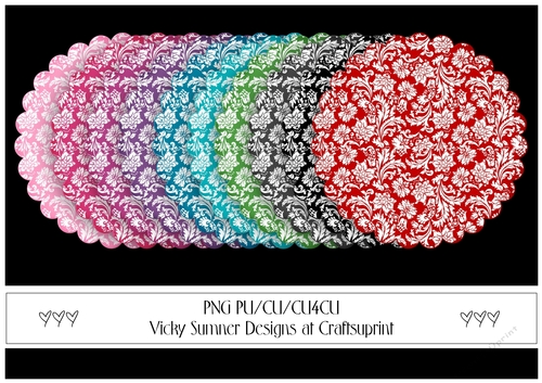 Floral Scolloped Circle Mat set of 10