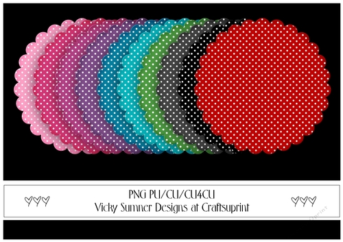 Polka Dot Scolloped Circle Mat set of 10