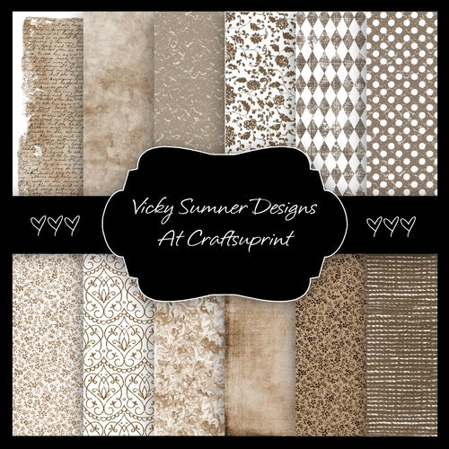 Vintage A4 Backing Paper set of 12