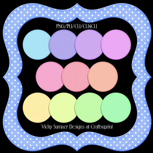 Pastel Polka Dot Chunky Fancy Frame set of 12