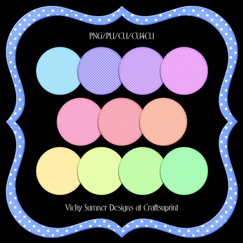 Pastel Polka Dot Slim Fancy Frame set of 12