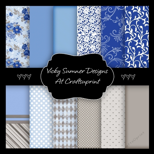 China Blue Square Backing Paper Set of 12
